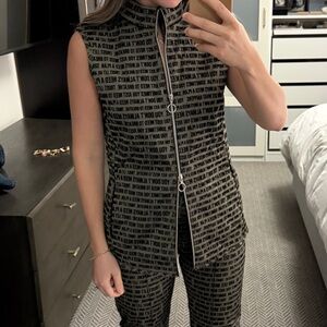 Chic Black Text Print Women's Jumpsuit